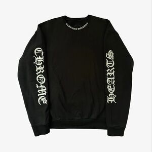 NEW Chrome Hearts Black Neck Logo Crewneck Pullover Sweater Long Sleeve Shirt